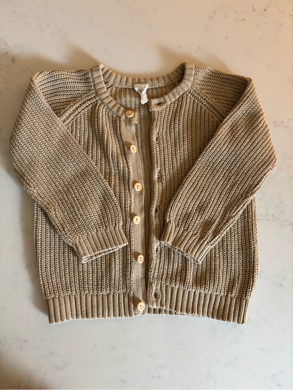 H&M Neutral Tan Knit Button Cardigan